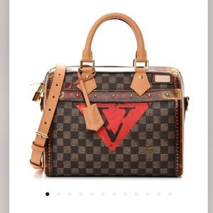 LOUIS VUITTON Transformed Damier Ebene Time Trunk Speedy Bandouliere 25 Black